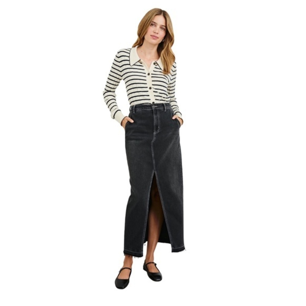 Rails Manhattan Denim Maxi Skirt Eclipse Wash Size 29 NWT High Rise Front Slit